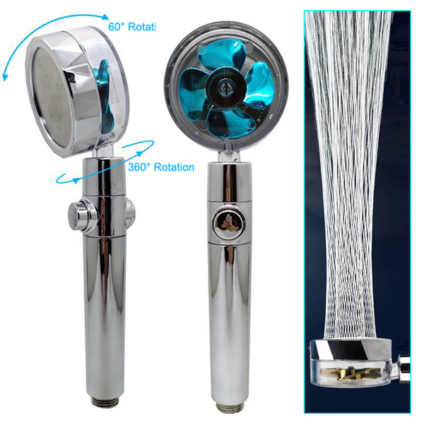 Shower Nozzle Water Saving Flow 360 Rotating High Pressure Nozzle With Small Fan