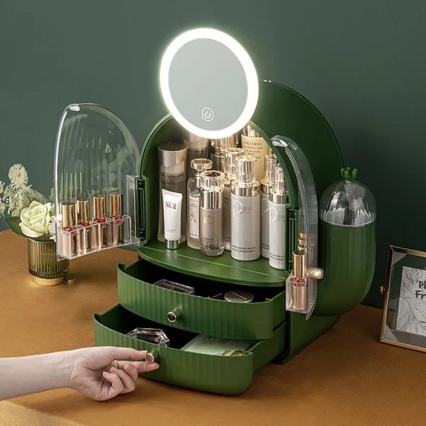 Luxury large Capacity Inside Led Mirror Cosmetic Organizer