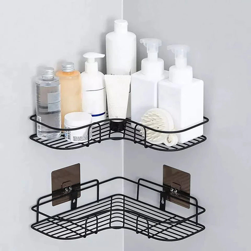 Self-adhesive wall corner rack